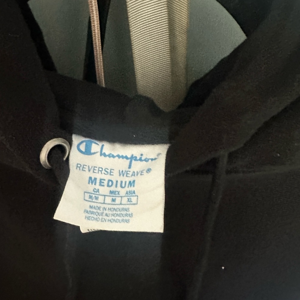Black Thick Champion Logo Hoodie